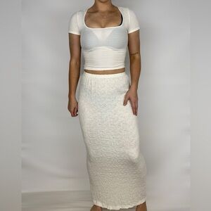 MADEWELL Popcorn Short Sleeve Top and Maxi Skirt Set Lightweight 2‎ Piece